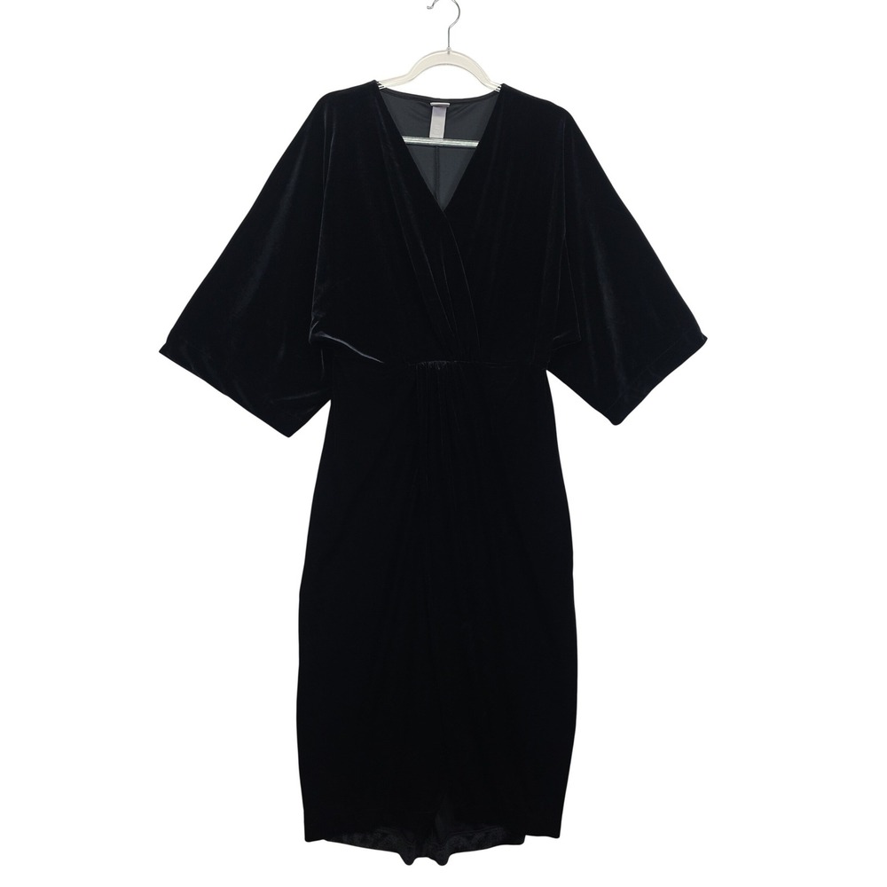 H&M Velvet‎ Dress Womens M Black Minimalist Cocktail Evening Luxe Classic Glam - Picture 2 of 16